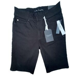 Tahari Bermuda Shorts Womens 8/29 Black Emma Double Button Comfort Luxe Denim
